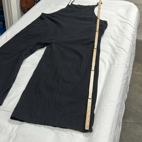 Women's Casual Linen Blend Wide-Leg Jumpsuit with Adjustable Straps Pockets  2XL - Picture 8 of 11